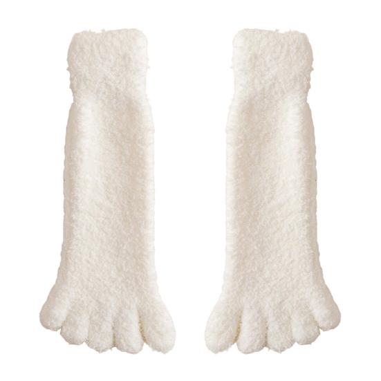 1 пара носков с пальцами из кораллового флиса, зимние толстые теплые носки с пятью пальцами и раздельным пальцем, напольные носки, плюшевые носки для сна, нескользящие носки до середины икры для дома