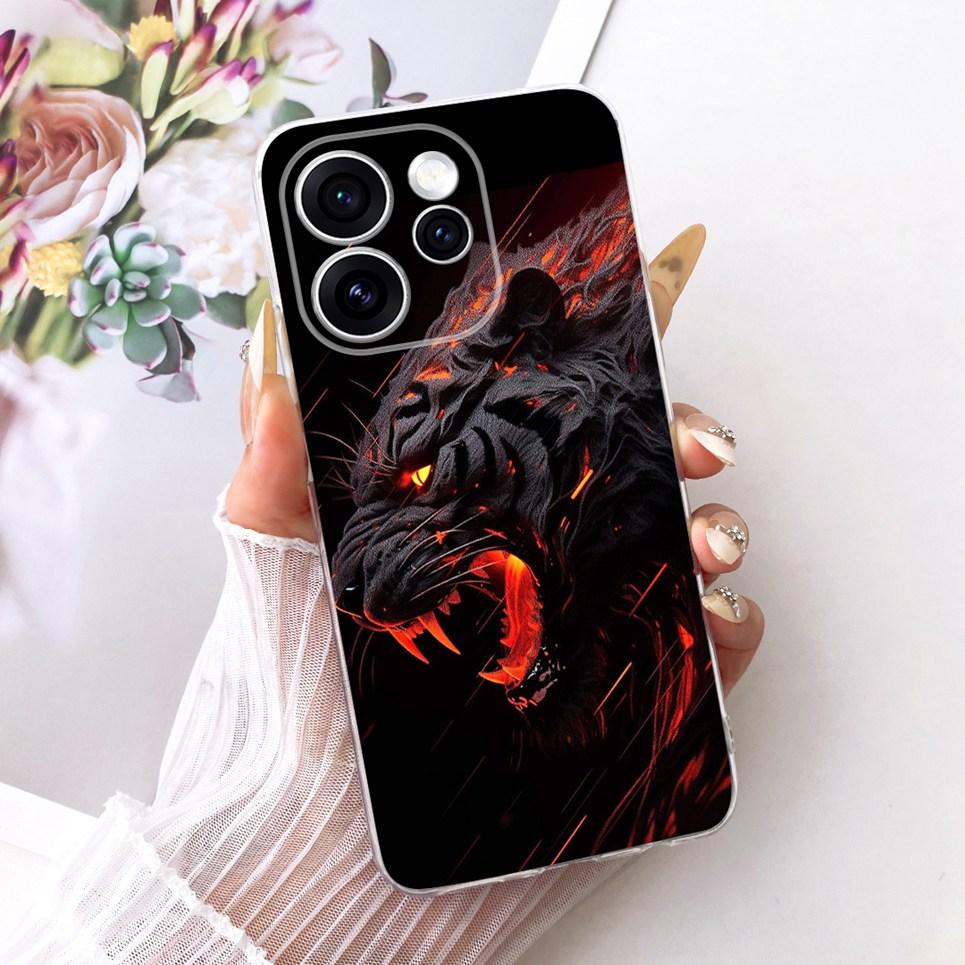 Чехол для телефона Oppo Reno15 F На Reno 15 15F Чехол Крутой Мультяшный Принт Дракон Лев Тигр Задняя Крышка Прозрачный Мягкий Силикон Capa