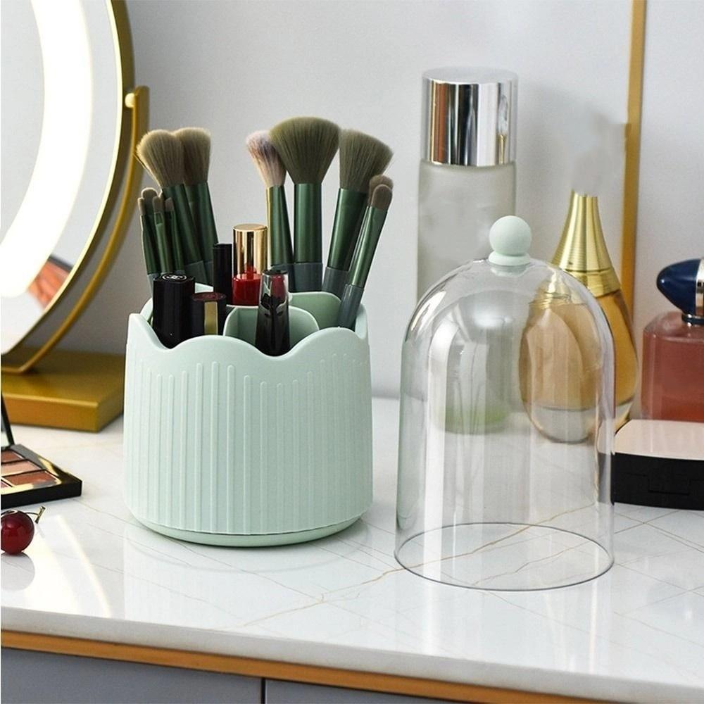 Dust-proof Rotatable Makeup Brush Box Detachable Desktop Makeup Organizer  Jewelry Container