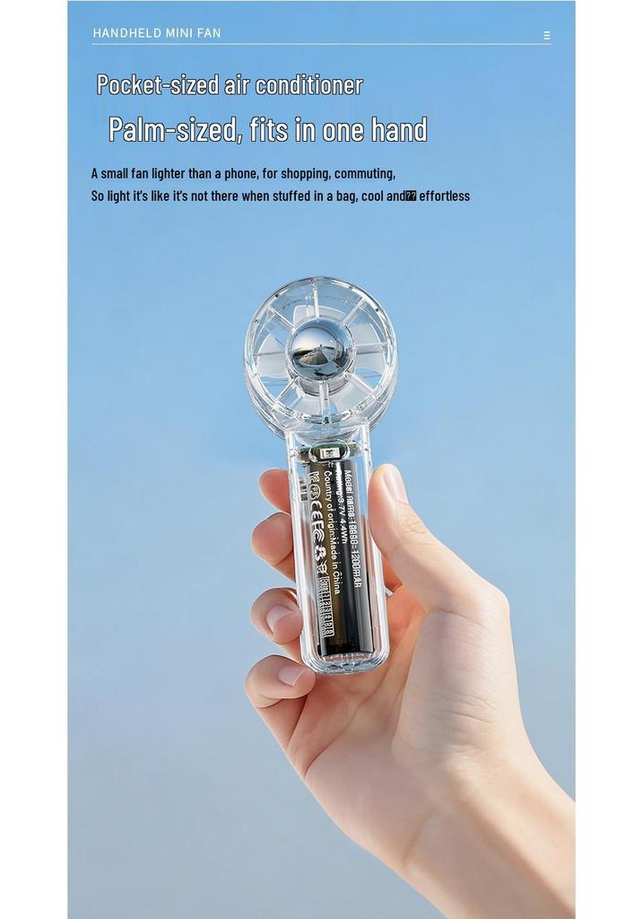 26-Color Mini Transparent Handheld Fan with USB Charging, Long Battery Life, and Three-Speed Wind