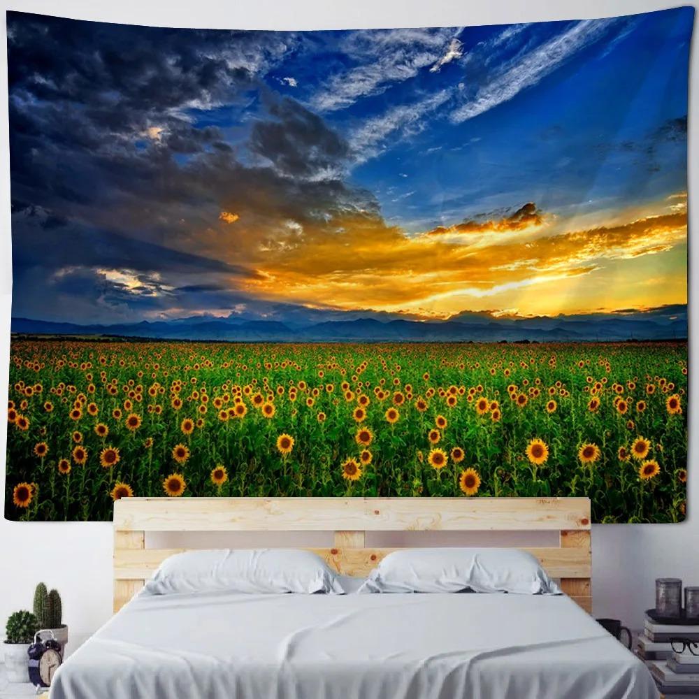 Beautiful Sunflower Field Tapestry Office Living Room Tapestry Home Wall Decoration Tapestry