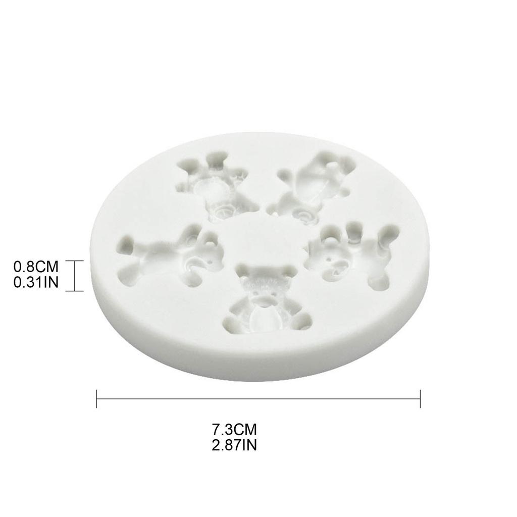 5-соединительная форма для сахарного торта с медведем, форма для помадки, пищевая силиконовая форма, инструменты для выпечки, форма для сахара, форма для шоколадной помадки