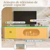 Meuble TV 172 cm – Portes 3D Texturées, Vitrine en Verre, Rangement avec Tiroirs et Placards - 172x38x45.5 cm - naturel