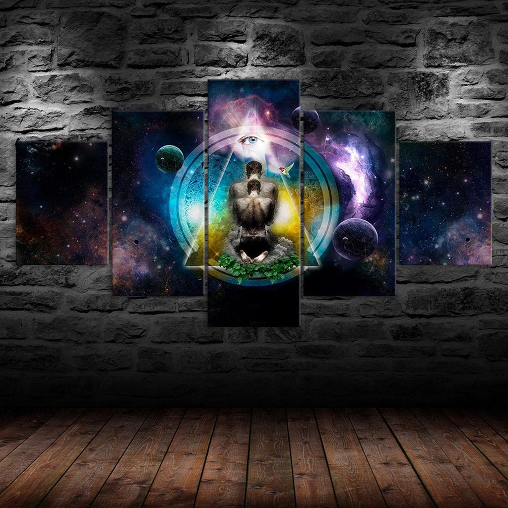 Spiritual Awakening Meditation Canvas 5 Piece Five Panel Wall Print Modern Art Poster Picture Home Decor Gift For Him Her