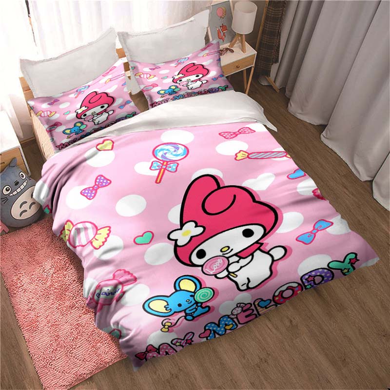 Soft and Comfortable Duvet Cover, (My Melody) Children's Bedding Set Gift, Available in King, Large, Single and Double Sizes.