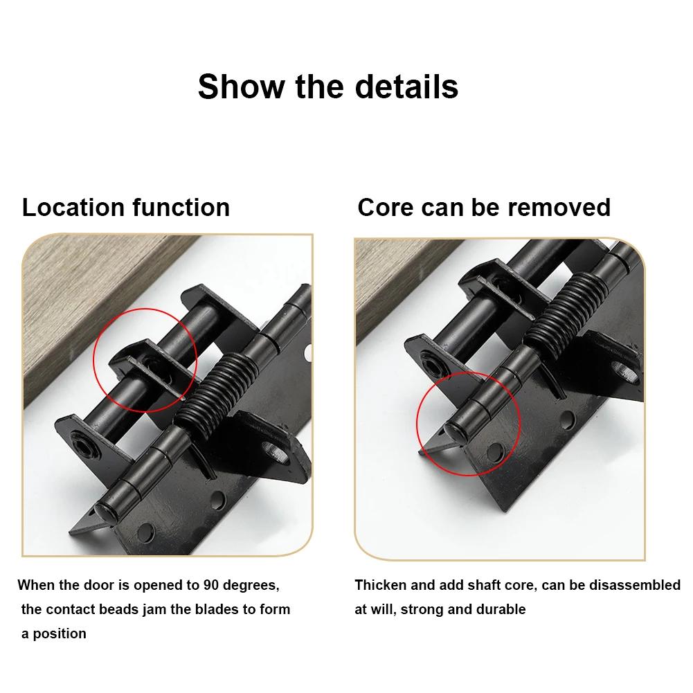 Самозакрывающиеся дверные петли Невидимые 4-дюймовые пружинные дверные петли Фиксация под углом 90 градусов Сверхпрочные петли Защита от ржавчины Бытовая фурнитура
