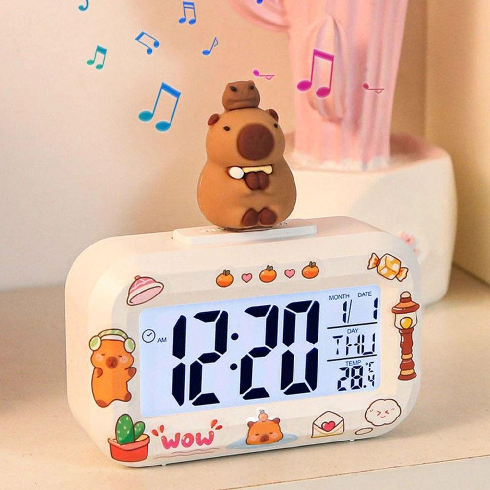 Mini Capybara Alarm Clock Cartoon Desktop Clock Cute LED Digital Clock  Student Dormitory