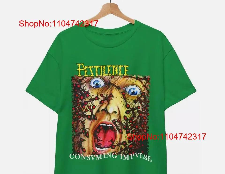 Pestilence Consuming Impulse T Shirt BLACK and Irish Green Short Sleev vintage Washed Stylish homme Comfortable Soft graphic