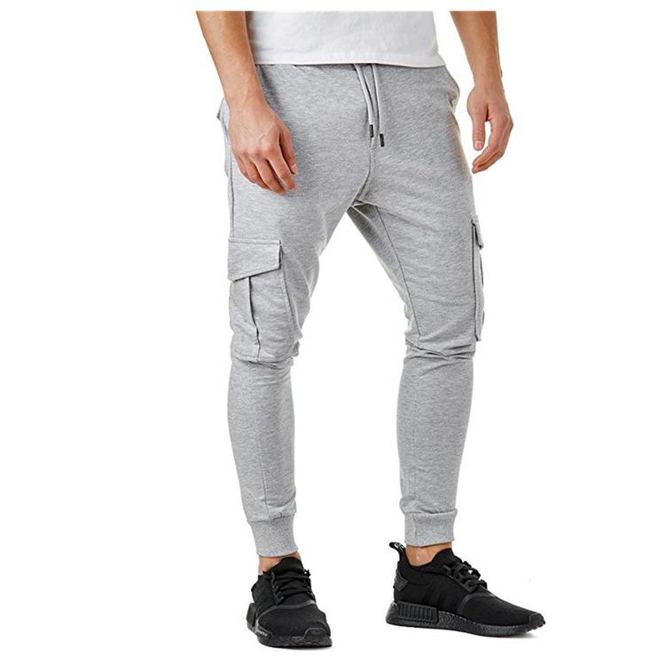 Men's Casual Athletic Fitness Trousers Workwear Pocket Casual Pants Fashion Drawstring Trousers