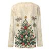 Женская мода повседневный рождественский принт круглый вырез длинный рукав пуловер топ