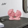 Stable Integrated Base Statue 3D Printed Couple Kissing Head Sculpture, White Modern Art High-end Soft Decoration Display for Living Room Bedroom,