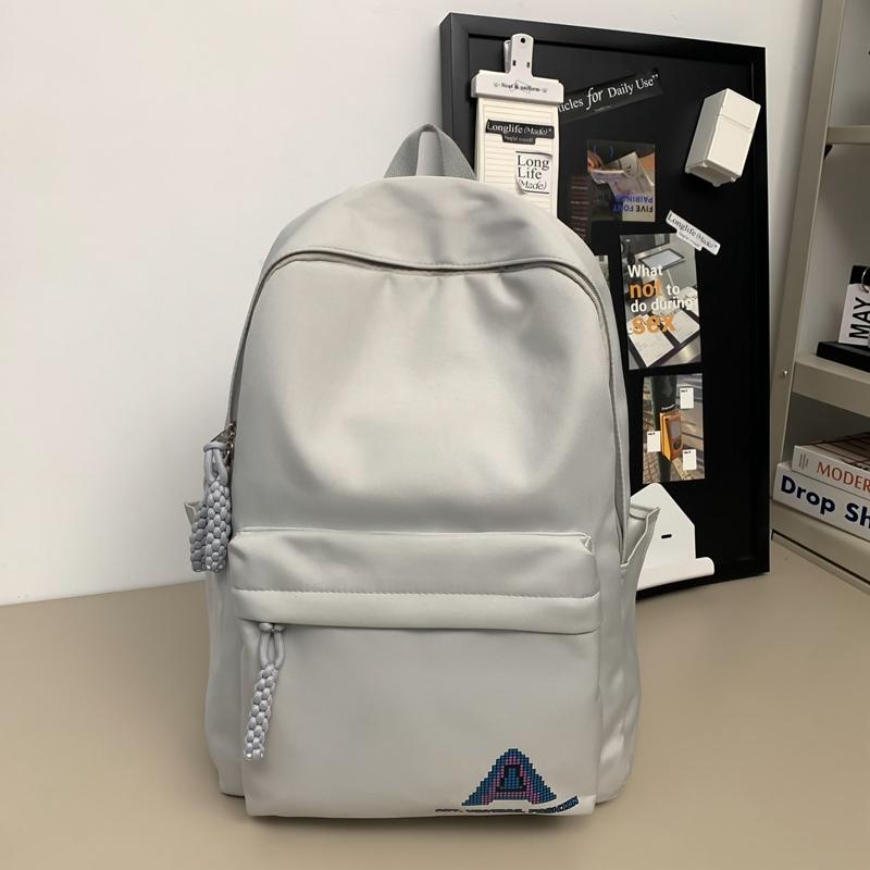 Студенческая школьная сумка, женский рюкзак большой емкости, однотонный мужской рюкзак