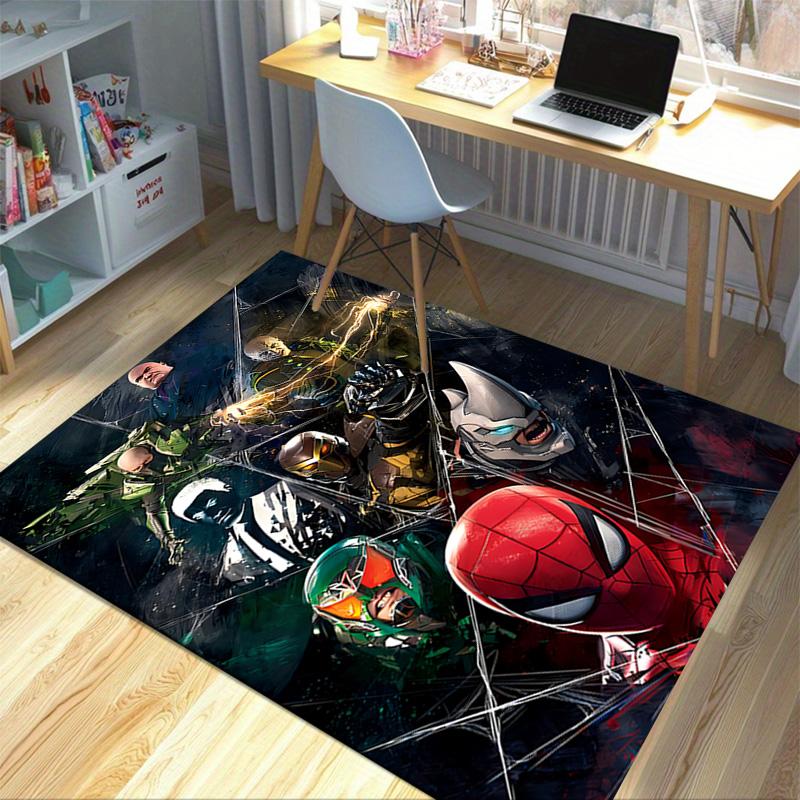 1pc Spiderman Web Shadows Carpet for Playroom Bedroom Living Room Sofa Home Decor,kids Game Area Rug Non-slip Floor Mat Y826178