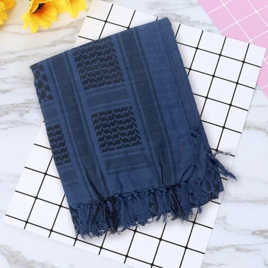 Plaid Print Shawl with Fringed Edges Jacquard Sun Sand Wind Protection Ethnic Style Scarf Men Women Outdoor Shawl