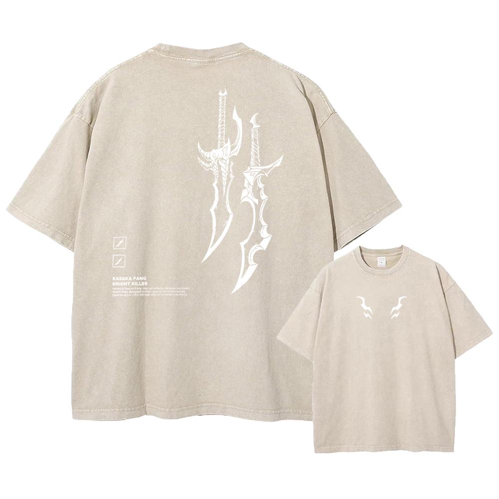 Harajuku Винтажная футболка уличная одежда Японский аниме графический принт стираная футболка большого размера с коротким рукавом мужские повседневные футболки топ