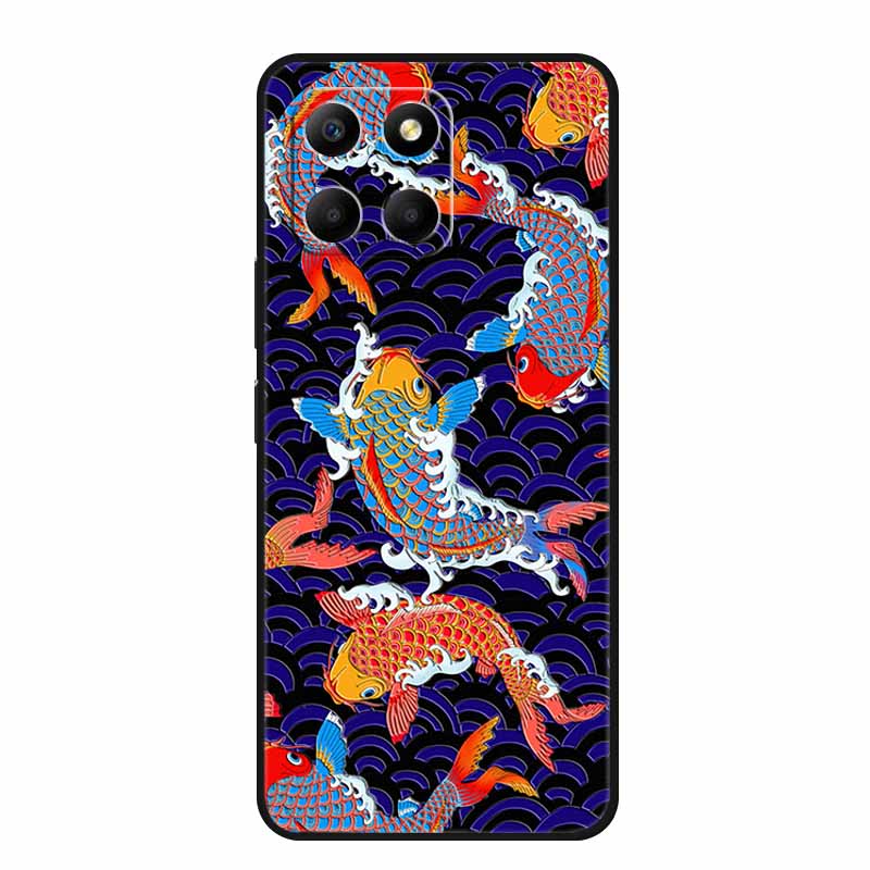 3D Тисненый Чехол Для Honor Play 9A 2024 X5b Plus X8C X6C 4G Чехол Для Телефона 9 A X 8 6 C Coque Цветы Черный Силикон Мягкая Задняя Крышка