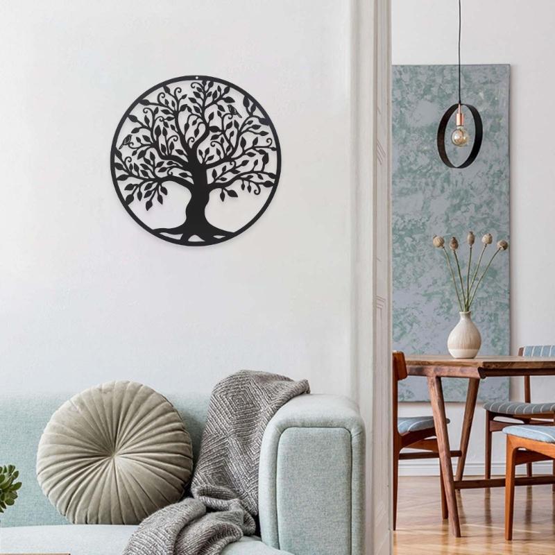 Металлическая настенная елка с птицами настенный декор искусство для дома спальня офис украшение для дома и улицы фермерский орнамент