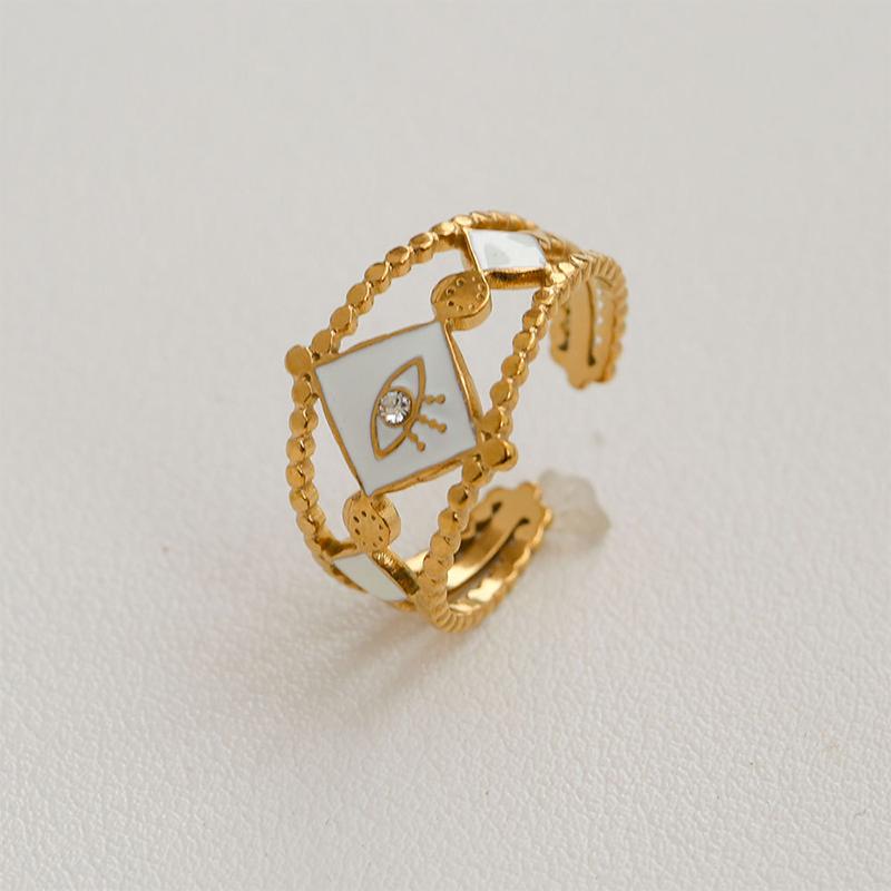 Stainless Steel French White Enamel Rings For Women Drip Glaze Romantic Elegent Girl Ring Daily Wear Sweet Y2K Jewelry No Fading
