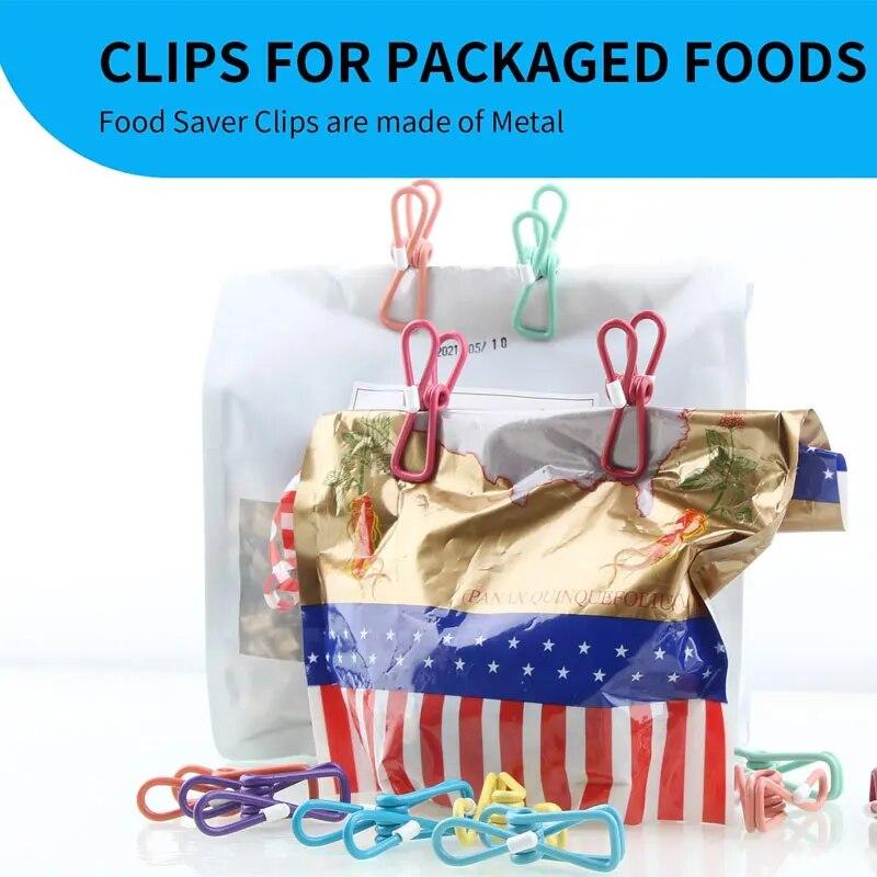 5 шт., зажим для запечатывания мини-сумок, портативный новый кухонный зажим для хранения еды, уплотнение для закусок, зажимы для мешков, зажим для герметика, металлический инструмент, кухонные аксессуары