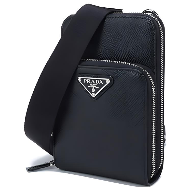 Prada Кожаная сумка-кроссбоди на плечо, поясная сумка, мужские сумки, Черная 2ZH126-053-F0002