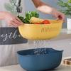 1 шт. Двухъярусная пластиковая корзина-дуршлаг пищевого качества, штабелируемая, для мытья фруктов и овощей, со скрытым дренажным слоем, овальная, темно-синяя