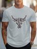 2024 New Summer Daily Casual Men's T-shirt Outdoor Street Men Fashion Short-sleeved Top 3D Bull Head Print Men's T-shirt