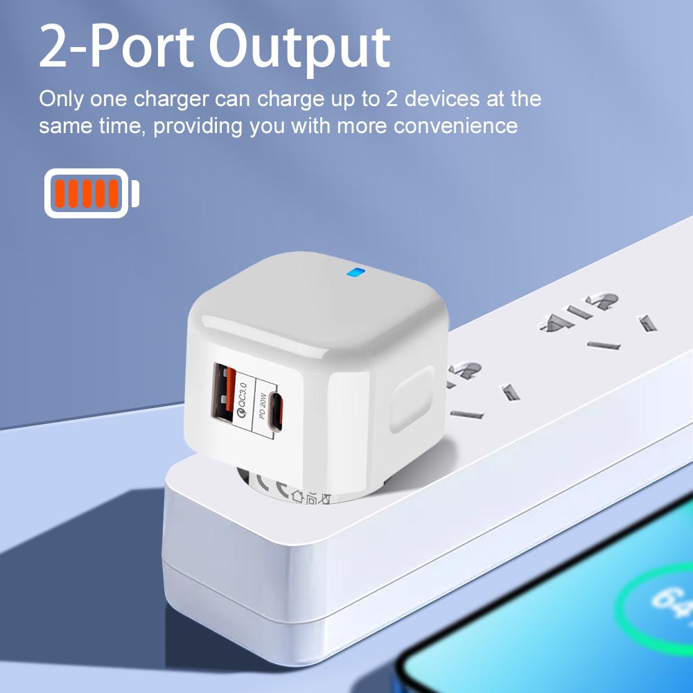 ЕС США Великобритания 20 Вт Двухпортовый Type-C USB-C PD Настенное зарядное устройство Быстрая зарядка Адаптеры питания Для 11 12 13 14 15 Samsung