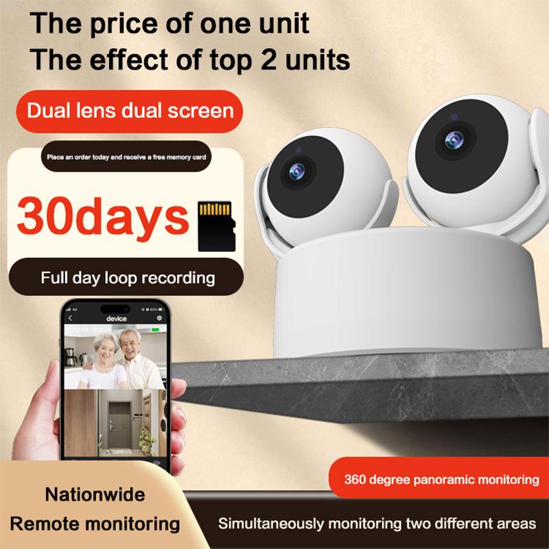 Humanoid Tracking Two-Way Audio Dual Lens Home Surveillance Camera with Dual Screens