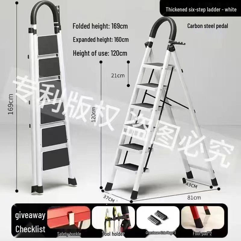 Portable Multi-Functional Four-Step Folding Step Ladder for Indoor Use