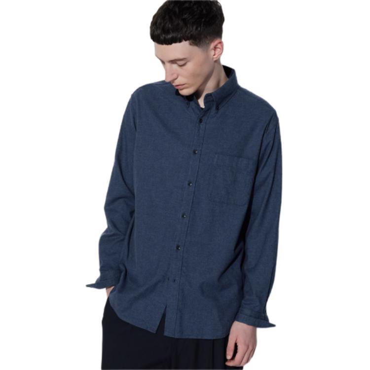 Uniqlo Однотонная свободная однобортная рубашка Унисекс рубашки 460690-67