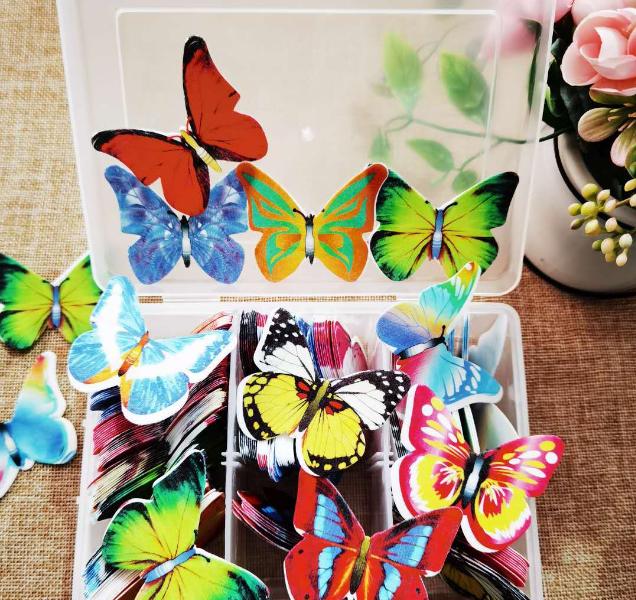 Food Grade Customize Logo Kangkai Cake Supplier Cake Ornament Edible Glutinous Wafer Rice Paper Butterfly for Cake Decorations