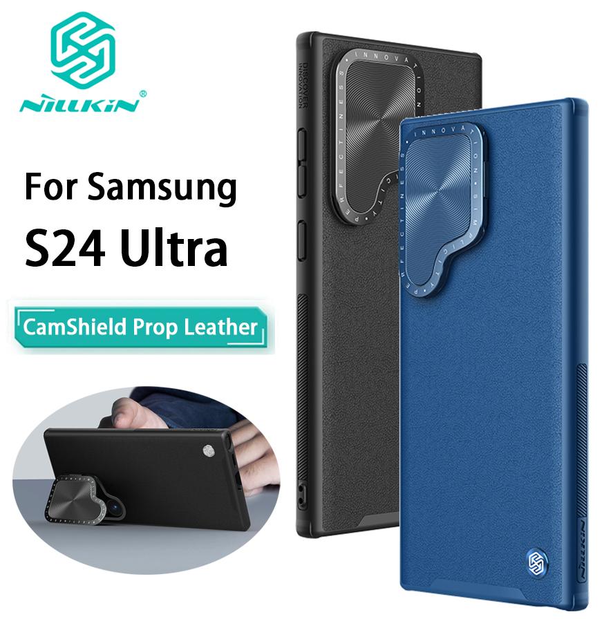 NILLKIN For Samsung Galaxy S24 Ultra Phone Case CamShield Prop Leather Magnetic Cover Camera Protection Back Cover