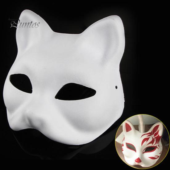 2/3/5/6/10/12/20 Pcs DIY Masques Cat Face Solid Color DIY Hand-Painted Carnival Party Ball Masquerade Halloween Costume Animal Shape Face Cushion