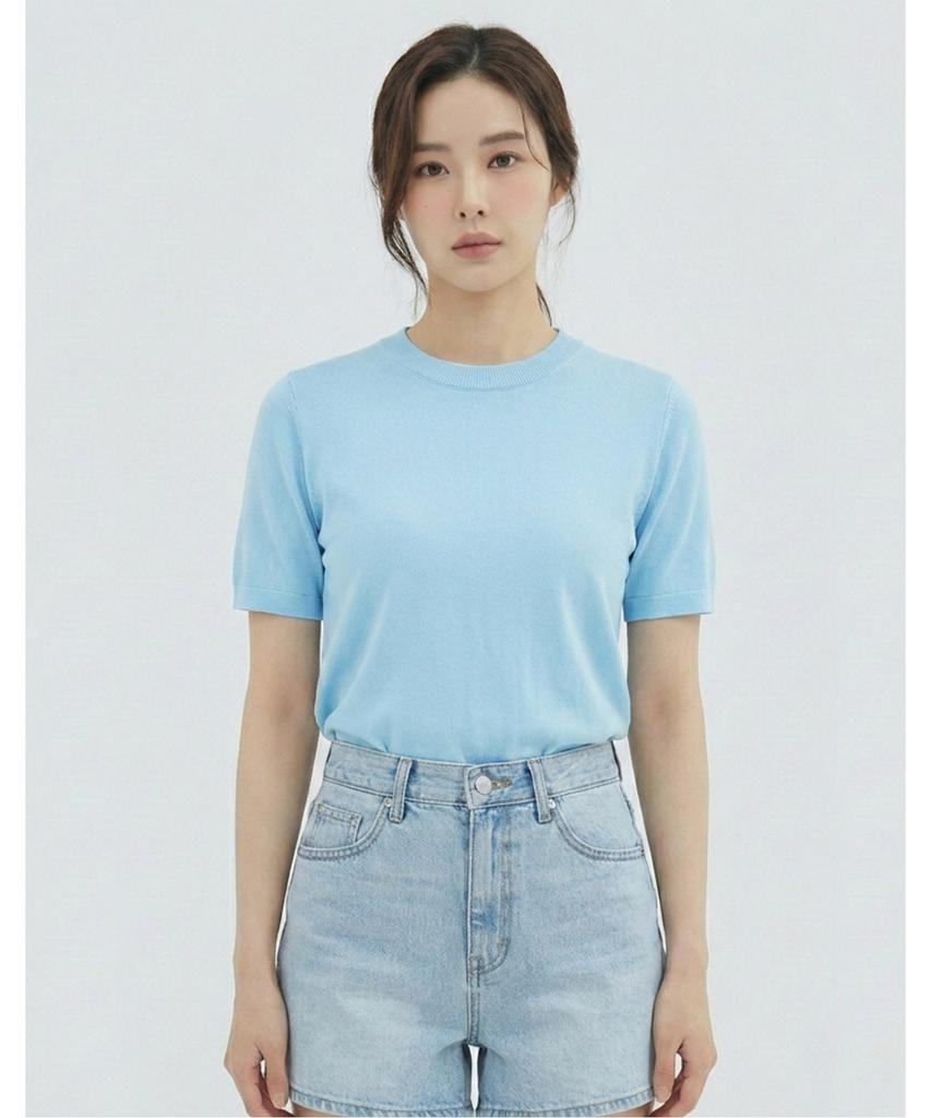 VANAKE Simple Round Short Sleeve Knit_Vb36Ktm305Z