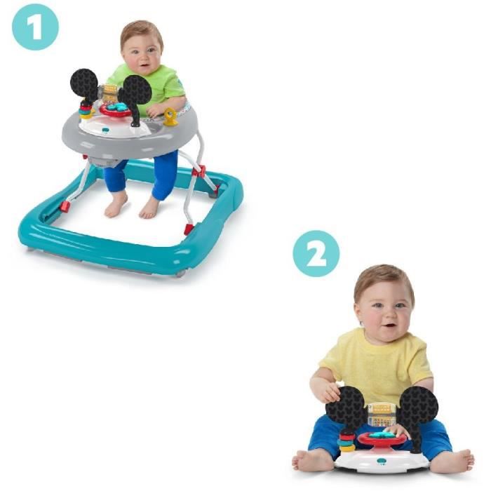 DISNEY BABY - MICKEY - Trotteur bébé évolutif et pliable 2-en-1 Jouet d'éveil amovible intégré, cadeau bébé