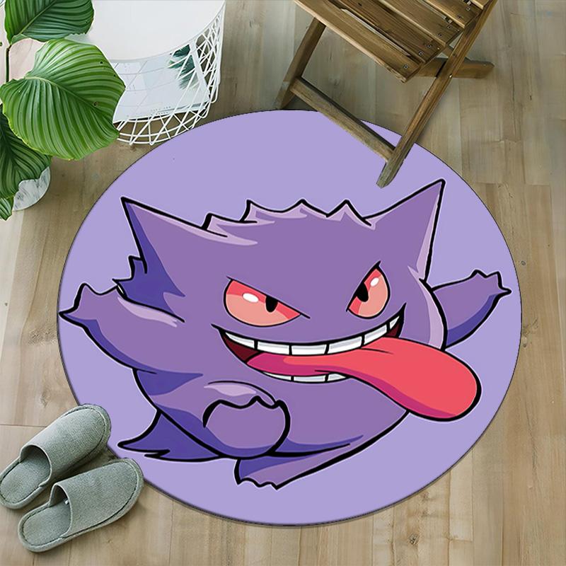 1pc Gengar2 Print Round Carpet Chair Round Carpet Suitable for Bedroom Living Room Home Decorative Carpet