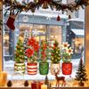Winter Party Window Supplies 2PCS Christmas Static Clings, Cute Potted Tree Reusable Holiday Ornaments Glass Stickers, Waterproof PVC Decals for Home