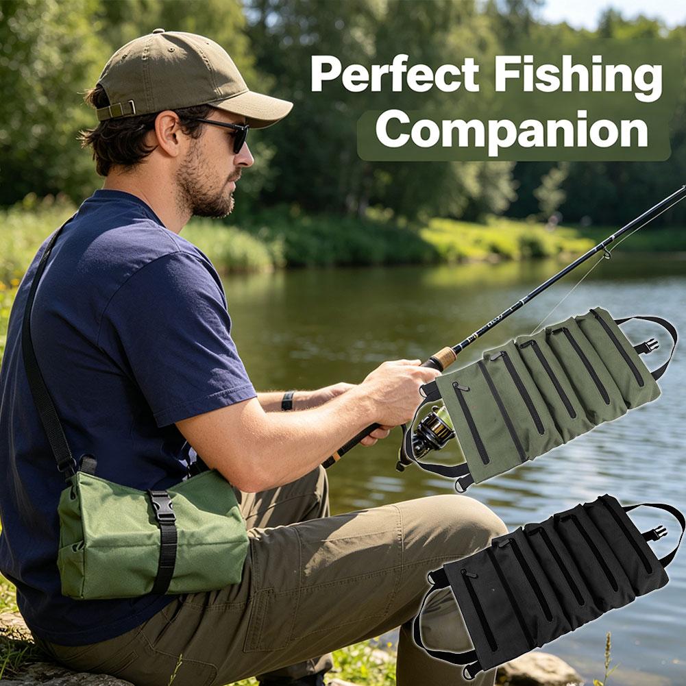 Fishing Tools Canvas Storage Bag Foldable Roll Up Repair Equipment Kit Waterproof Large Capacity