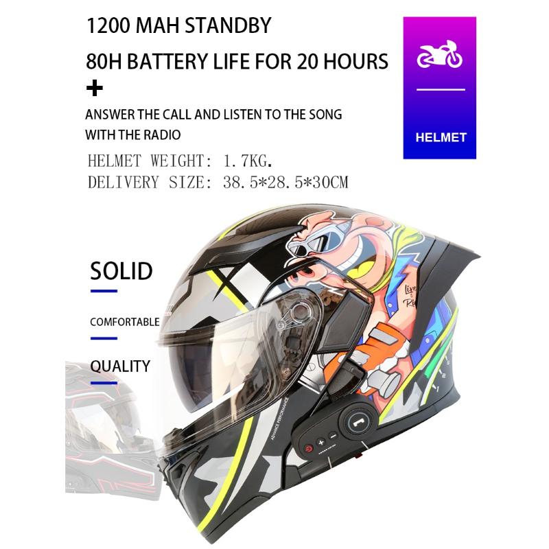 Bluetooth Motorcycle Helmets Full Face Helmet Flip Up Double Lens Anti-Fog Design Moto Helmet For Motorcyclist
