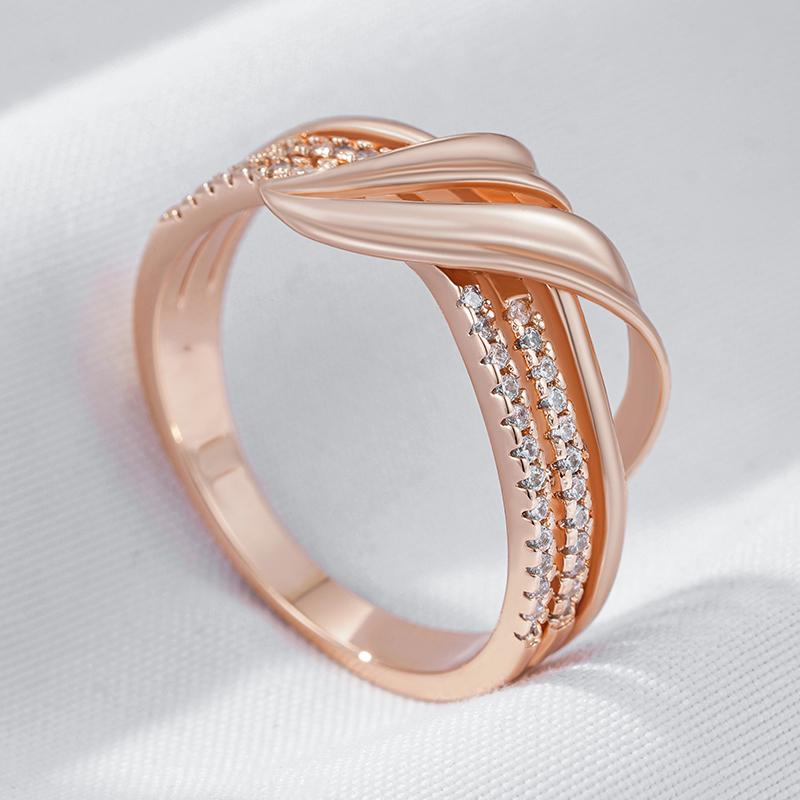 Золотые двухслойные геометрические белые циркониевые женские кольца для девочек, модные аксессуары для вечеринок и свадеб, соответствующие ювелирные изделия