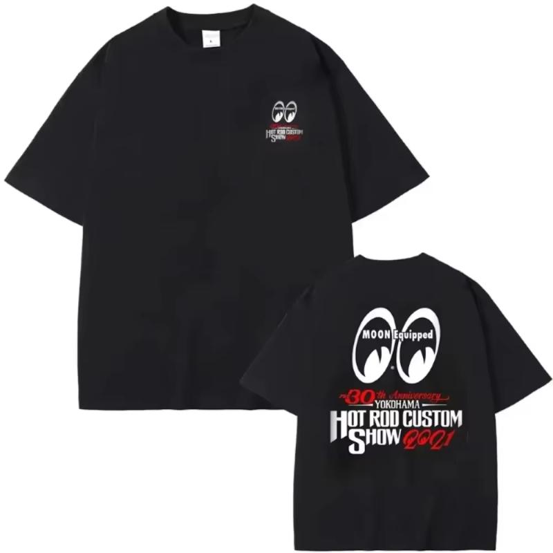 Mooneyes Moon Gear Speed Logo Printed Unisexs and Unisexs Retro Unisexs and Unisexs Tshirts Fan Enthusiast Printed Top Street Style