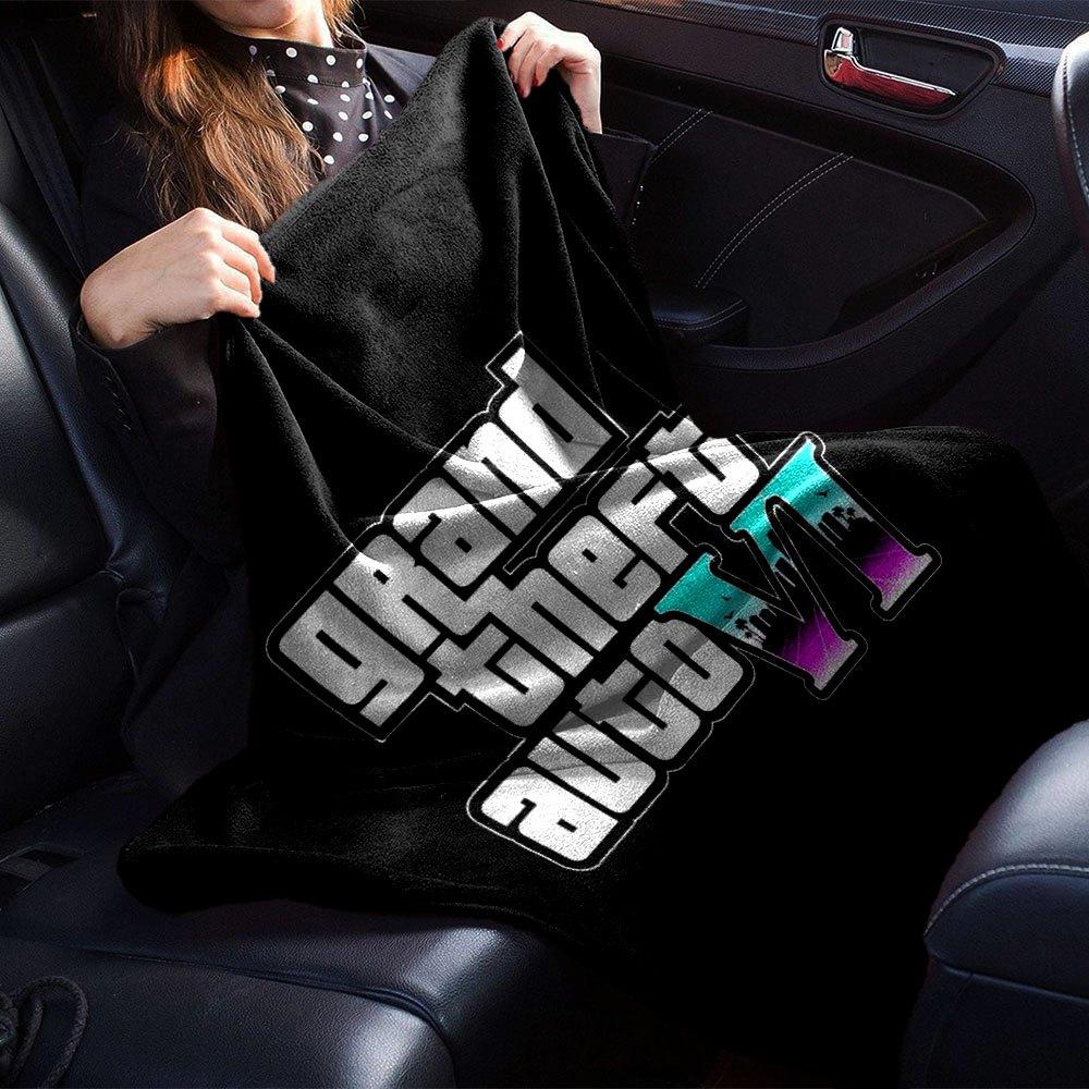1 шт. Мягкое фланелевое одеяло Grand Theft Auto с дизайнерским принтом. Уютное одеяло для всех сезонов, идеально подходит для дивана, кровати, офиса