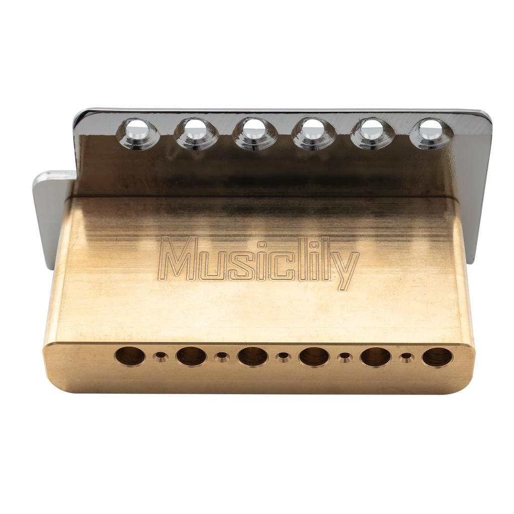 Musiclily Pro 10.5mm Modern 6-Point Tremolo Unit Bridge with 36mm Solid Brass Block for Squier Stratocaster Electric Guitars, Chrome