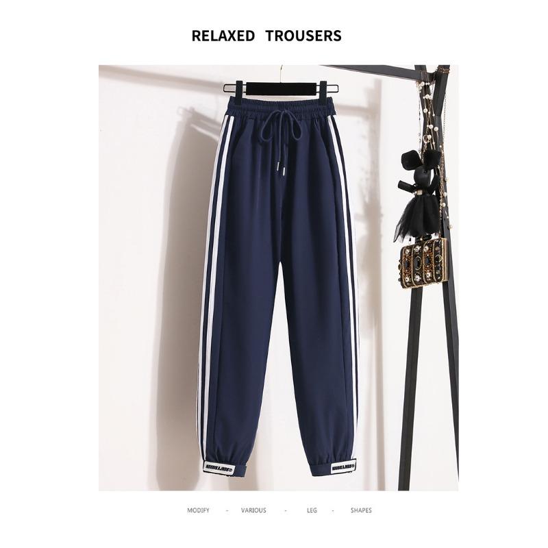 Contrasting Striped Patchwork Sweatpants High-waisted Baggy Casual Pants