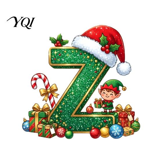 Santa Hat Letter Ornament Personalized 26 Alphabet Christmas with Elf Design, Acrylic Holiday Mantel Hanging Decor for Tree And Party Decorations