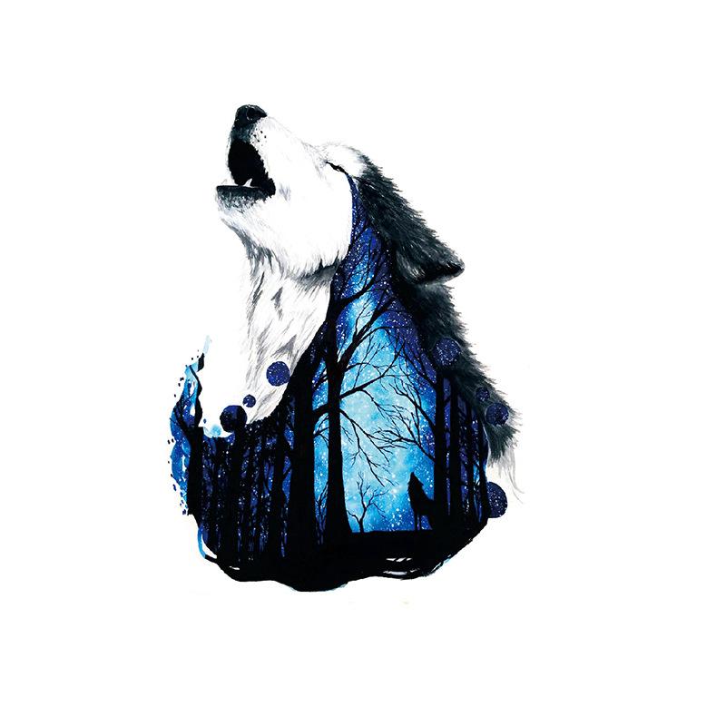 Голова тигра, голова волка, элемент татуировки, акварель, 3D, переносимый на воду, большой набор рисунков, водонепроницаемая наклейка для татуировки