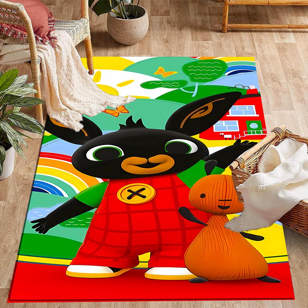 Bing Bunny Colorful Adventure Themed Anti-Slip Rugs - Polyester Home Decor, Suitable for Bedrooms, Living Rooms, Doorways, Studios, and Decorations