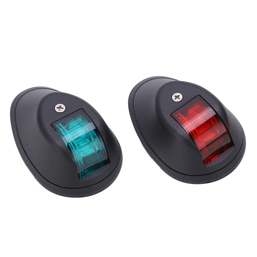 1Pair Yacht Signal Light 3W Boat Navigation Lights Marine Bow Lamps Red Green Light for Sailing DC12V‑24VBlack