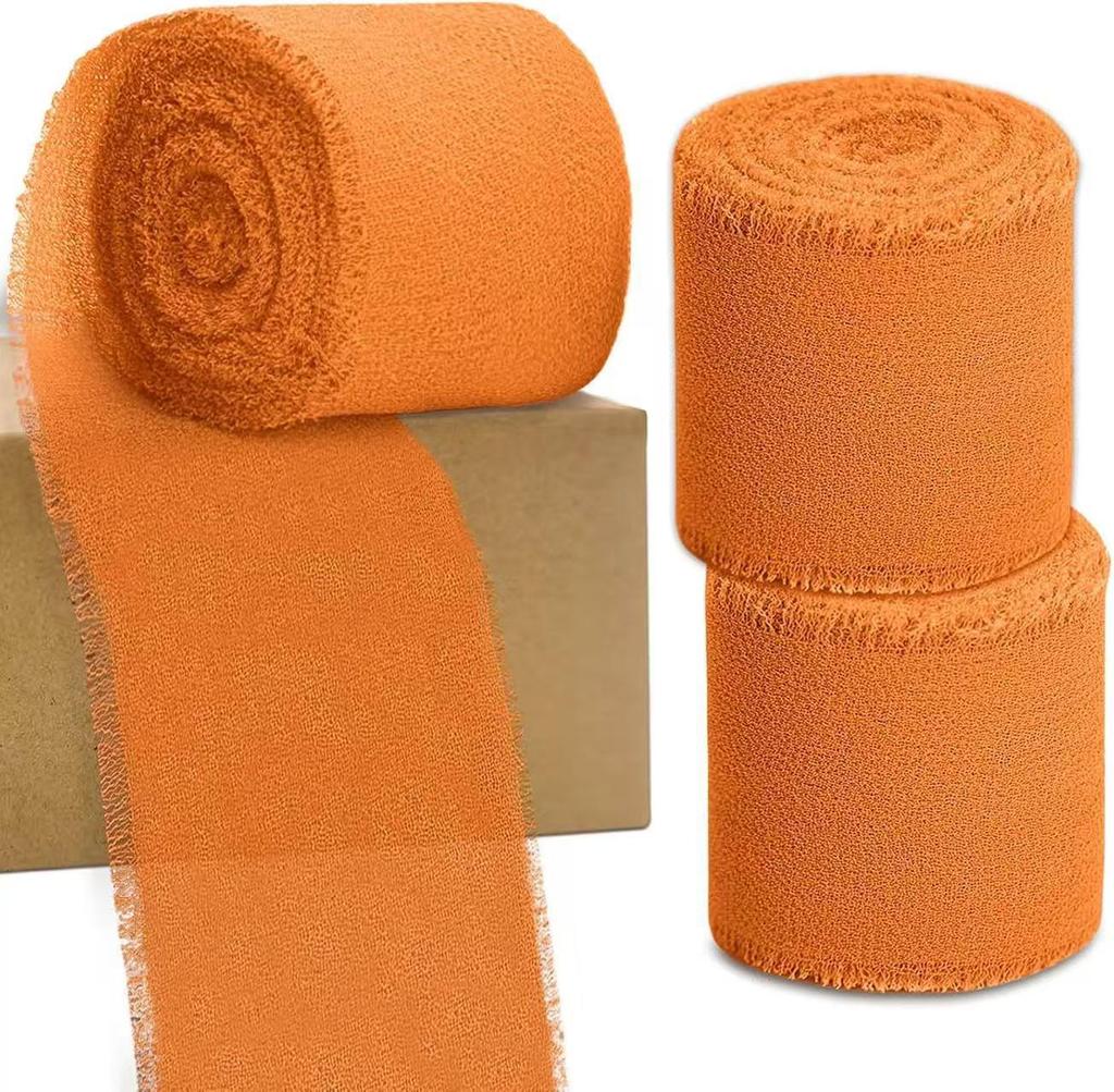 Chiffon Ribbon Bow with Frayed Edges for Weddings and Floral Arrangements