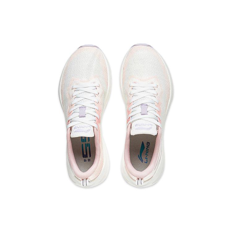 Li Ning Wuyue Скользкие, износостойкие, дышащие низкие повседневные кроссовки для бега Женские Бело-розовые ARST004-1